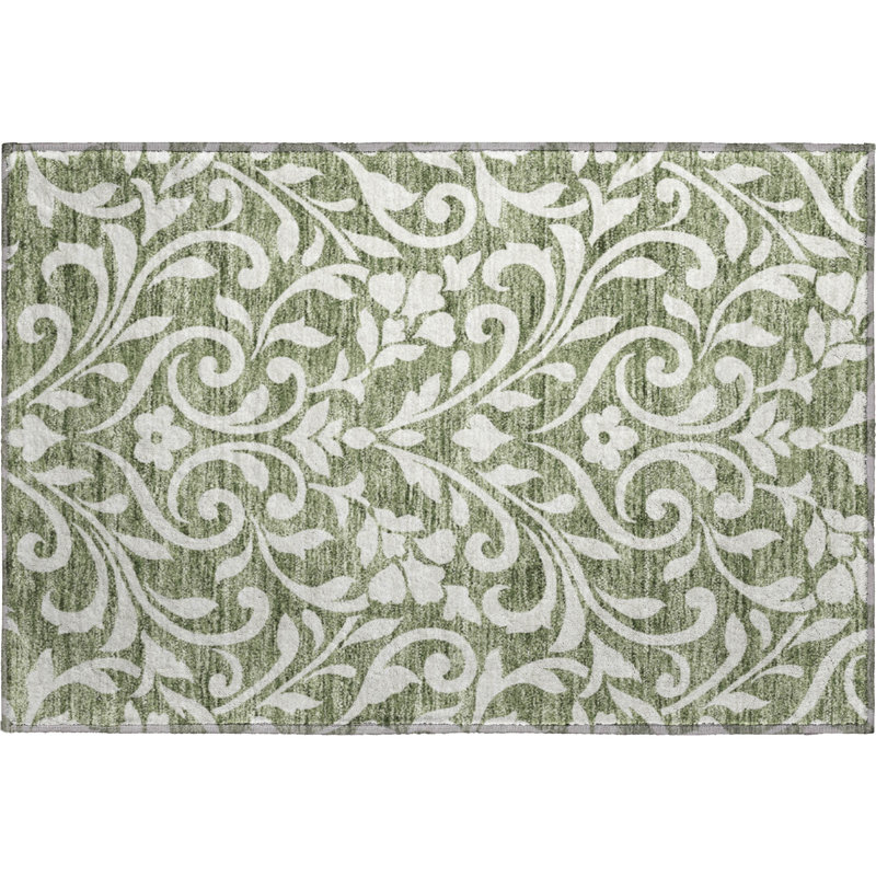 Premium Machine Washable Prisco Fern Rug, Rectangle 1'8" x 2'6"