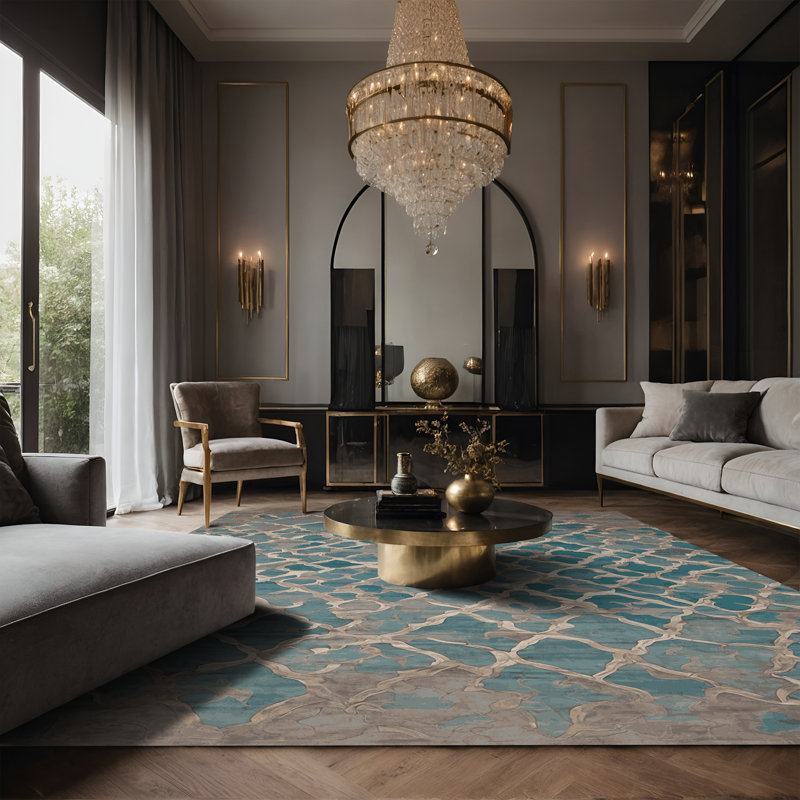 Tapis gris soyeux et moelleux, Rectangle 5 pi x 7 pi