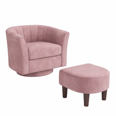  Torrence 31.6'' Upholstered Swivel Barrel Chair with Ottoman