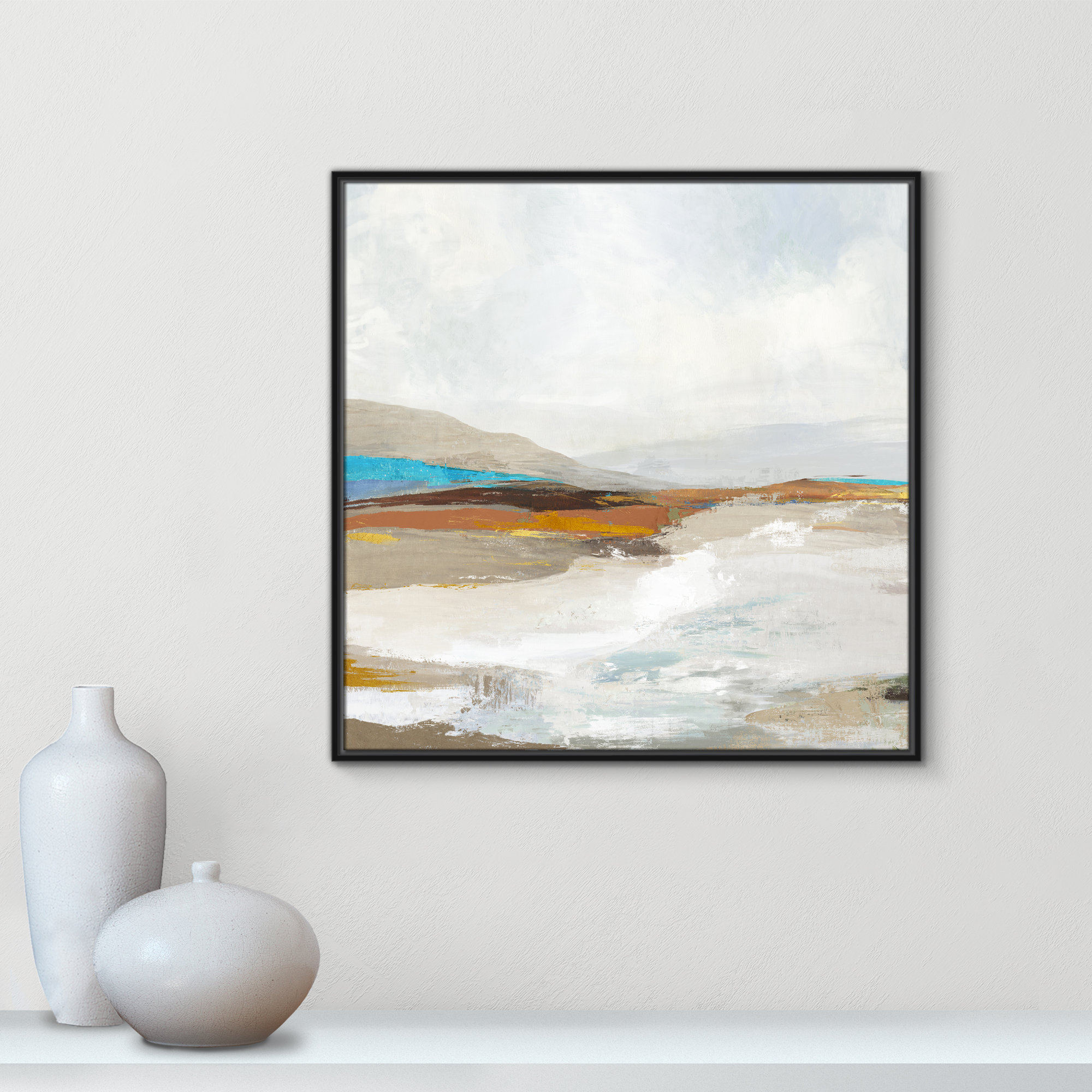 Soft Sea I by Allison Pearce - Floater Frame Print on Canvas, Black Framed, 31.5" H x 31.5" W