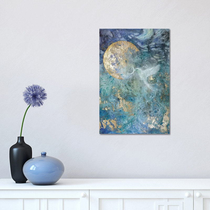 Turquoise Wave by CreativeIngrid - Painting on Canvas, 30.48 cm H x 45.72 cm W, Wrapped Canvas