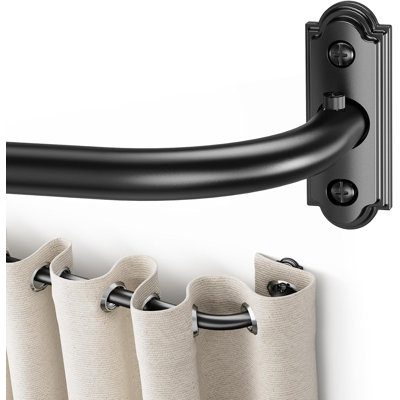 Curtain Rod 32-86 Inch, 1 Inch Heavy Duty Black Curtain Rods for Windows