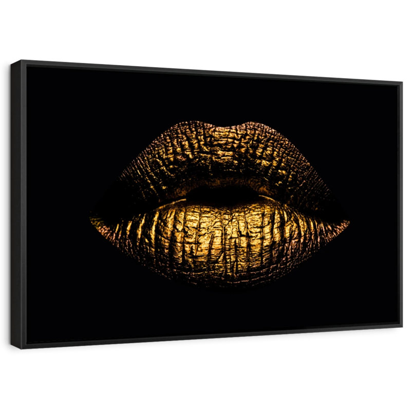 Impression sur toile Golden Lips, H 13 po x l 9 po