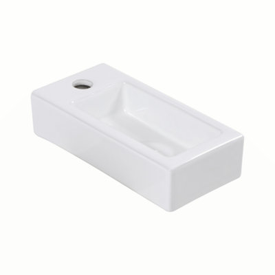 Lavabo de salle de bain mural rectangulaire en céramique 14,57X7,28 pouces avec trou de robinet simple