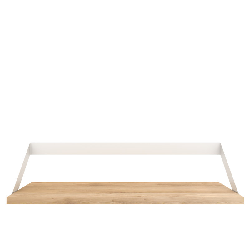 Ribbon Oak Solid Wood Floating Shelf, White