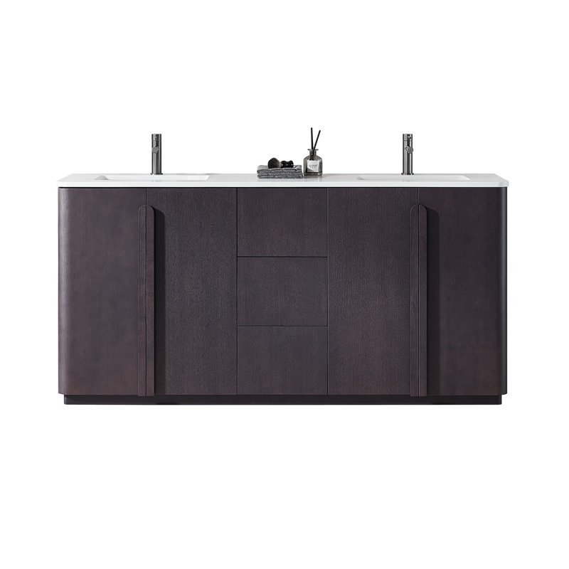 Parma 72" W Double Vanity, Espresso Oak