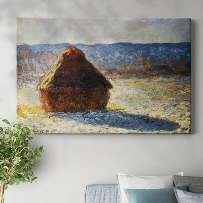 Haystacks, snow, morning by Monet-Gallery Wrapped Canvas