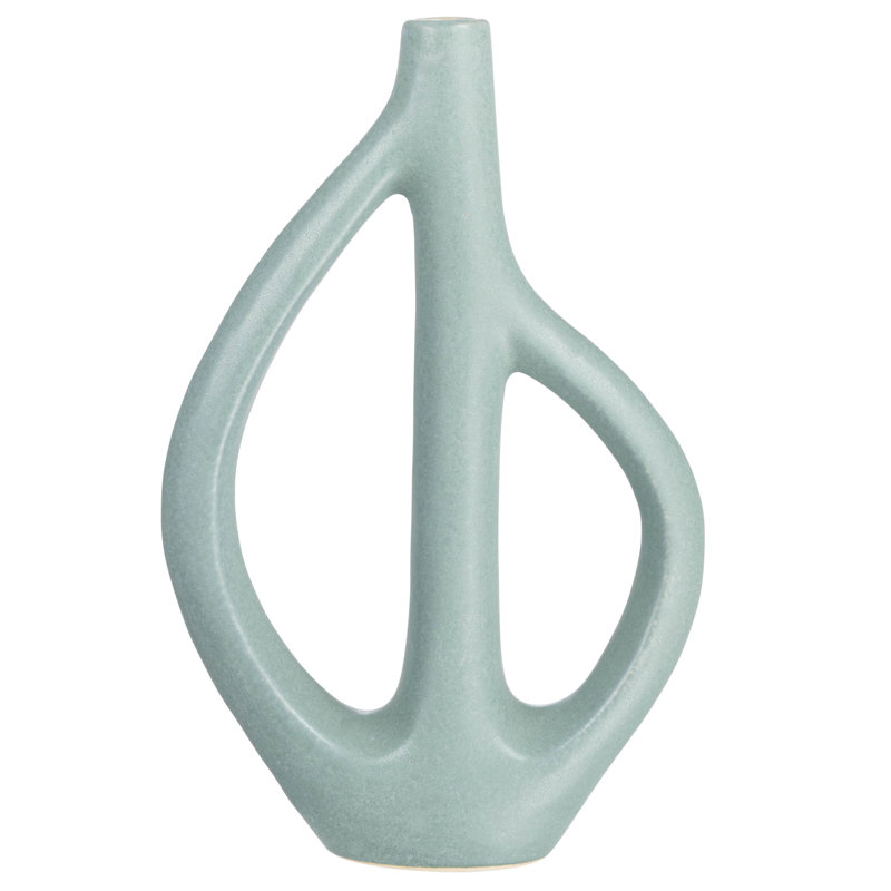Stoneware Sculptural Vase with Teardrop Handles