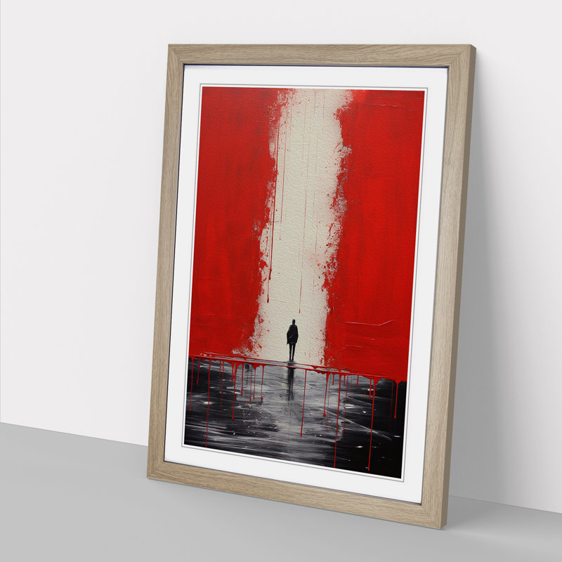 Minimalist Action Painting No.2 - Single Picture Frame Print on Wood, Oak Framed, 34cm H x 25cm W x 2cm D