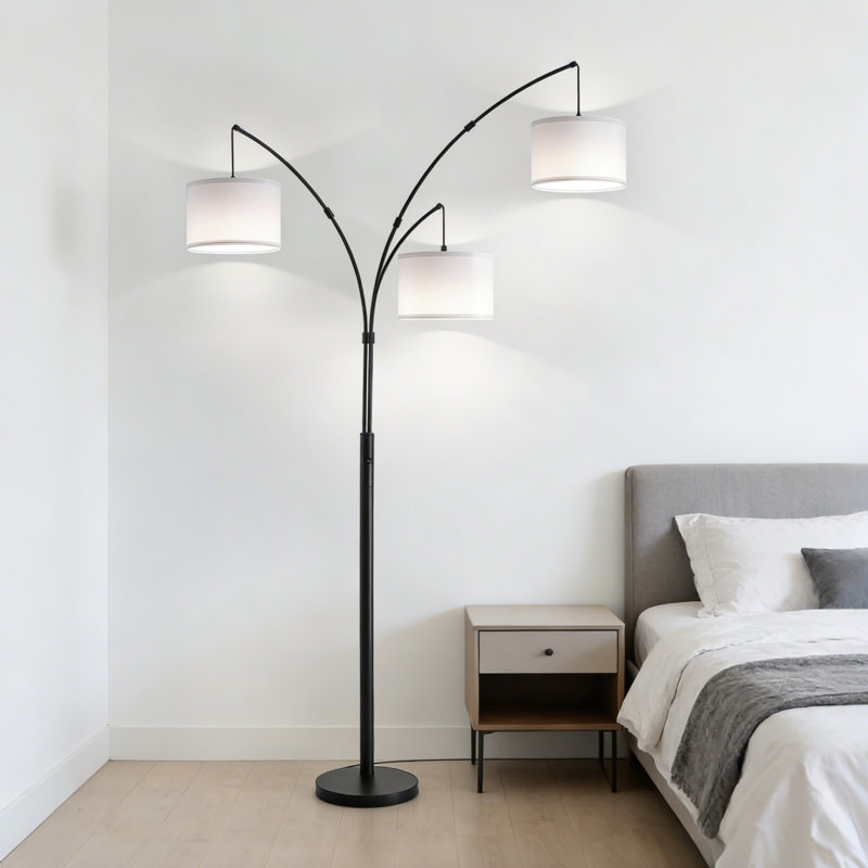 Dimmable 3-color Temperature, Arc Floor Lamps With Remote Control, Modern Tall Standing Lamp, White, Black, 80" - 3 Lights