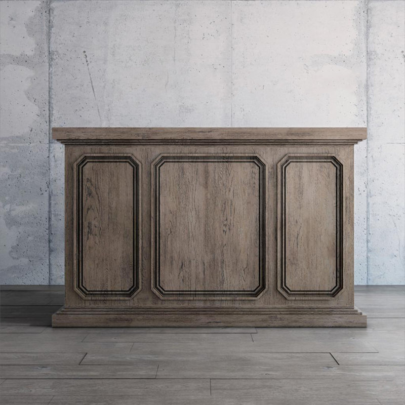 62.2" Grey Rectangular Solid Wood Reception Desk, 37.4" H x 50.39" W x 21.65" D