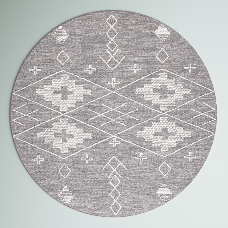 Tapis gris / ivoire Holtby Southwestern, Rond 6 pi