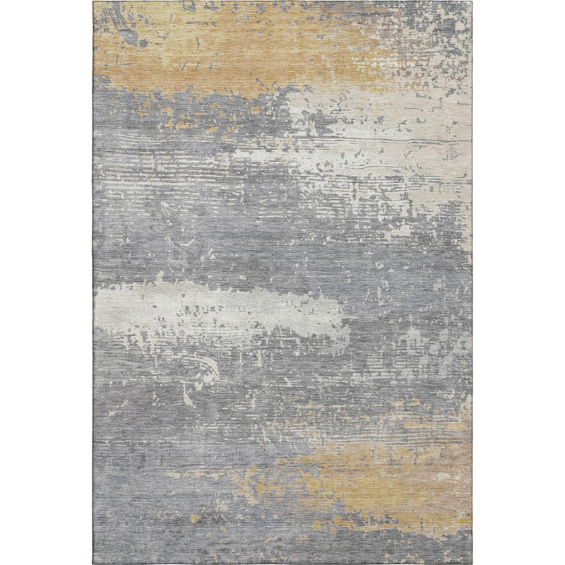 Tapis moderne lavable à la machine de qualité supérieure AMF1777, Rectangle 10 pi x 14 pi