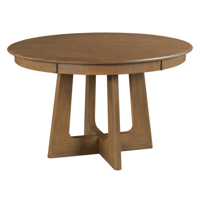 54" Solid Alder Wood Round Pedestal Dining Table with Performance Finish