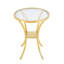 Table de bar en acier inoxydable avec plateau en verre trempé et base plaquée or-134005700