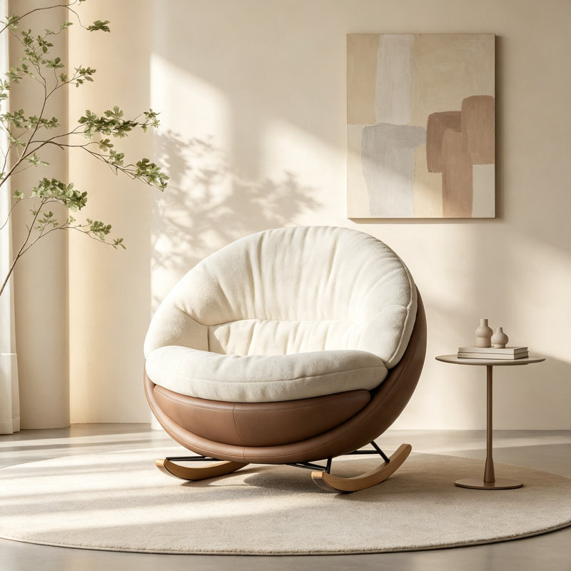 Chaise berçante moderne et luxueuse en suède