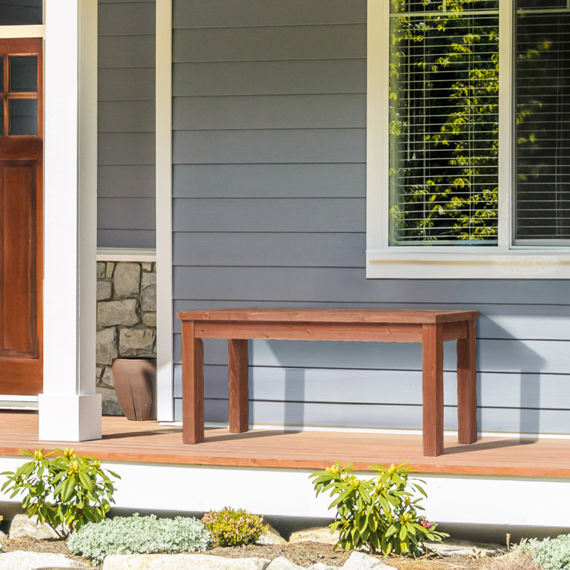40-Inch Solid Wood Backless Outdoor Bench, Brown