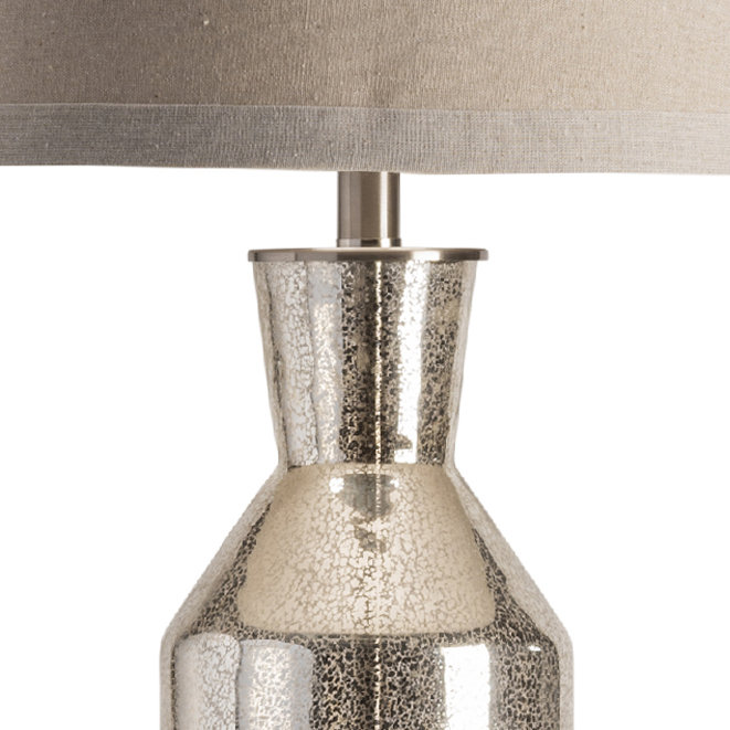 34" Glass Table Lamp With Oatmeal Shade
