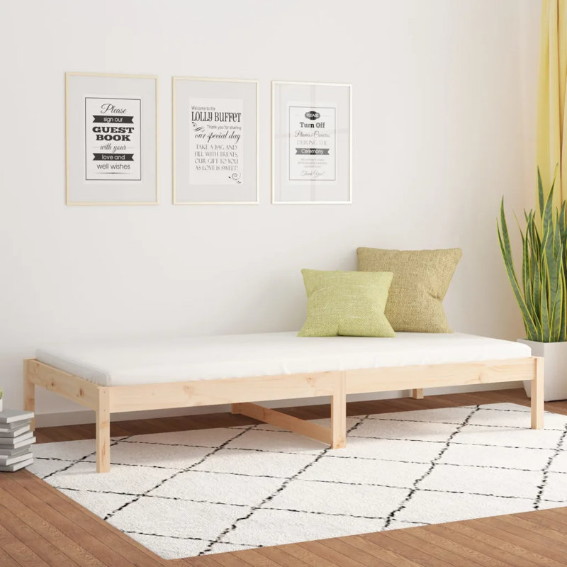 Kalise Day Bed Single Solid Wood Pine, Brown, Single (3')