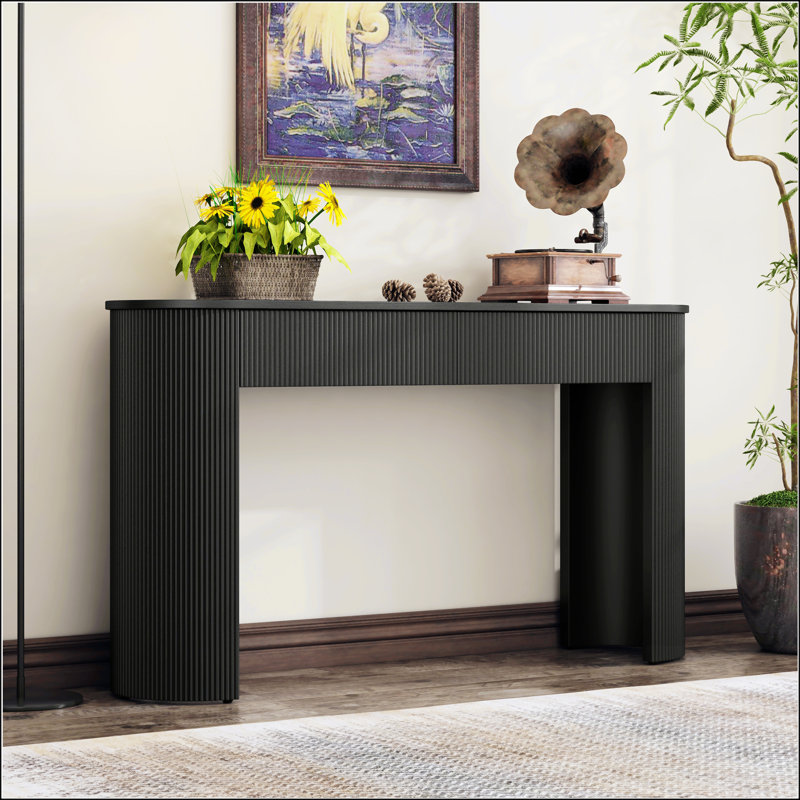 Entryway Table With Fluted Design, Black