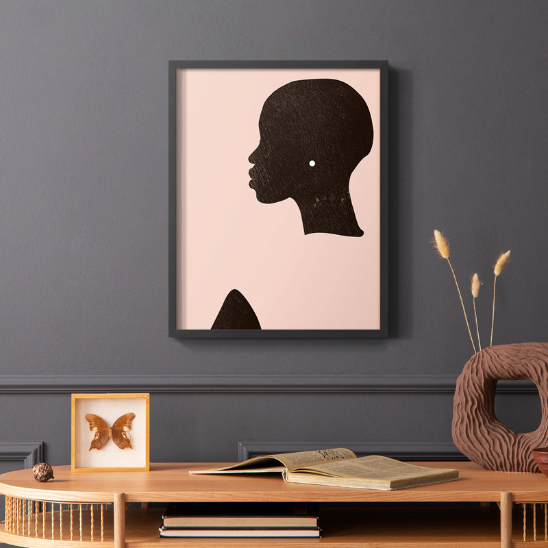 Pink Silhouette I Framed Print - Solid Wood, Black, 14" H x 11" W