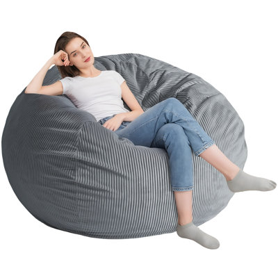 Extra Large Bean Bag Chair For Adults - 5 Ft Giant Lounger, Removable Youth-protected Cover & Locking Zipper, Round Corduroy Sofa For Living Room, Bedroom & Gaming