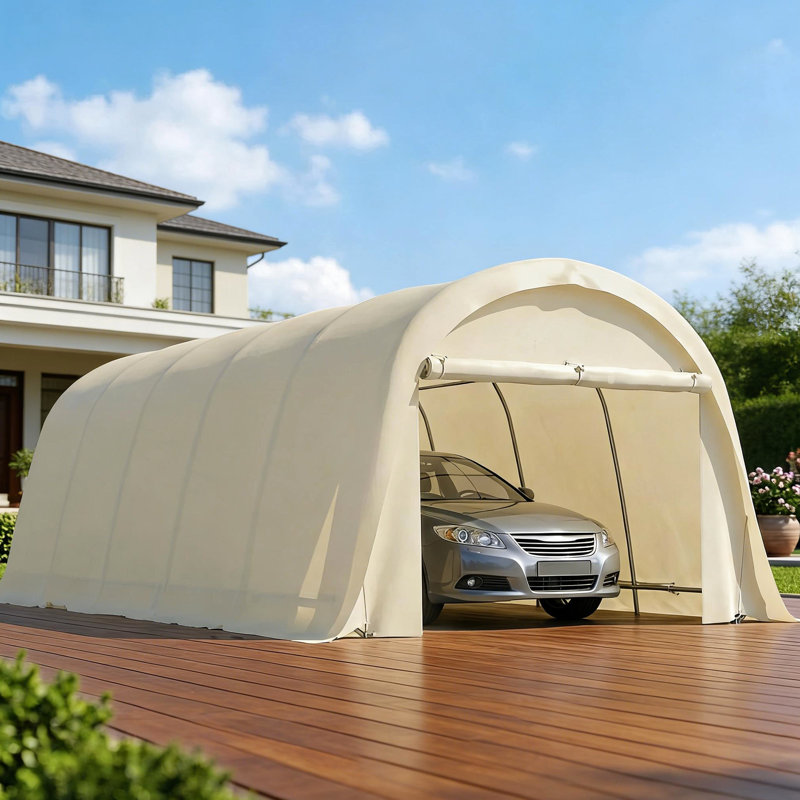 Tente pour auvent de voiture robuste de 12 x 23,6 pi, couvercle Upf50 + PE, tubes en acier galvanisé, bord allongé pour plus de stabilité, auvent spacieux polyvalent, enceinte, cadre, voitures et fêtes faciles d'accès