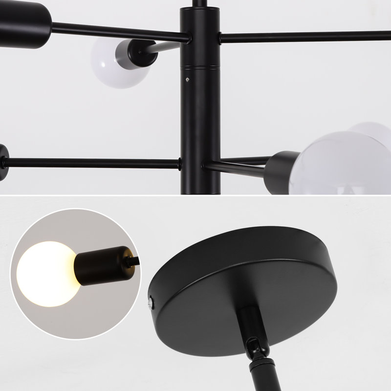Lustre sphérique spoutnik à 6 lumières Cobina, Noir