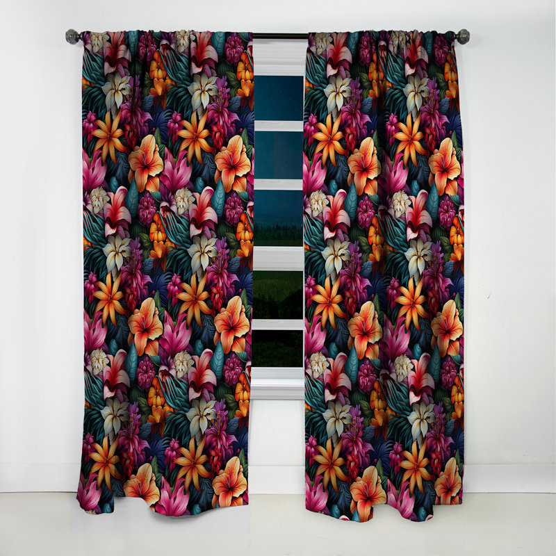Jungle Splendor - motif tropical I - Rideau floral - Rideau occultant floral - 1 panneau, L 52 po x L 108 po