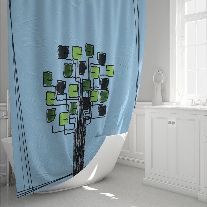Rideau de douche Sharin, H 72 po x l 70 po, Bleu / vert