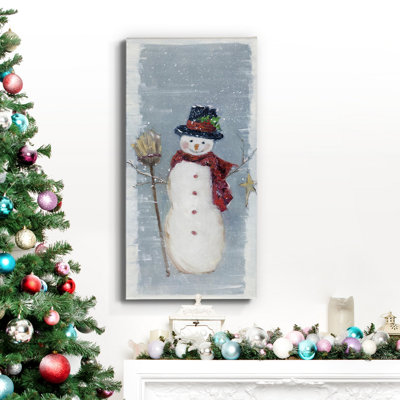 Primitive bonhomme de neige II - Toile tendue avec châssis de qualité supérieure - prête à être accrochée