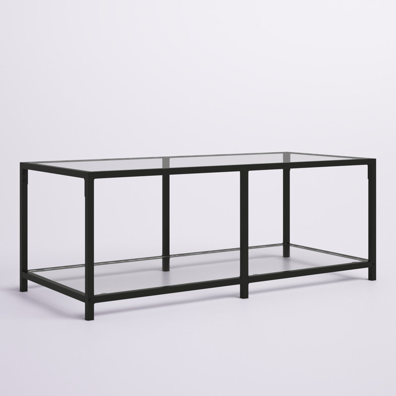Table basse avec rangement Bobbilynn, Transparent / noir