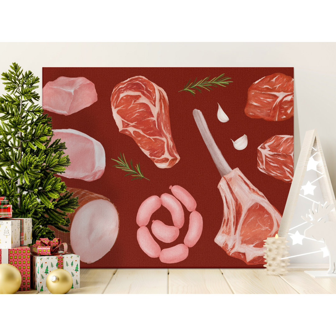 Gourmet Meat Cuts Butcher Shop Canvas