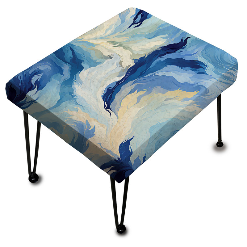 Ikat céleste bleu et blanc - Repose-pieds rectangulaire abstrait
