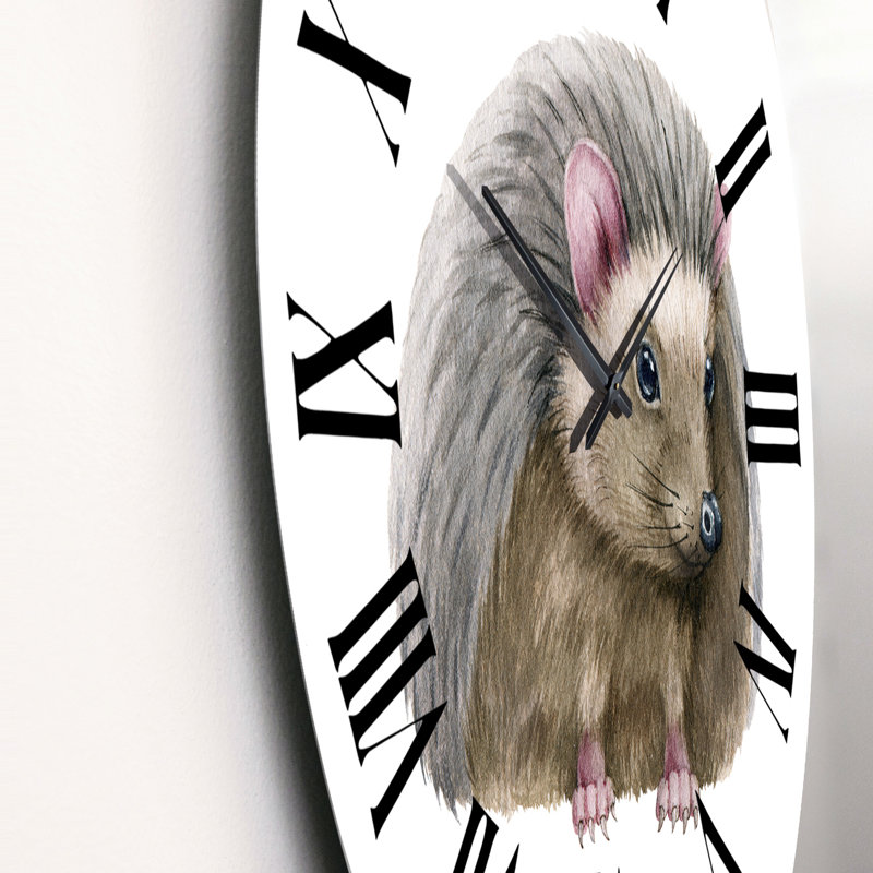 Hérisson, animal sauvage sur blanc - horloge murale traditionnelle, Grand