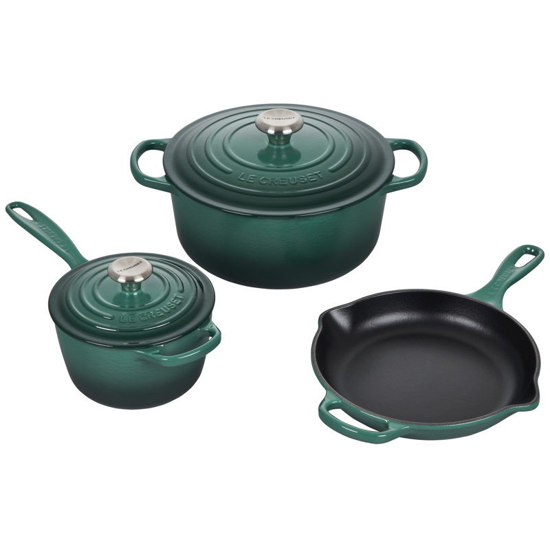Cerise Enameled Cast Iron 3-Piece Cookware Set