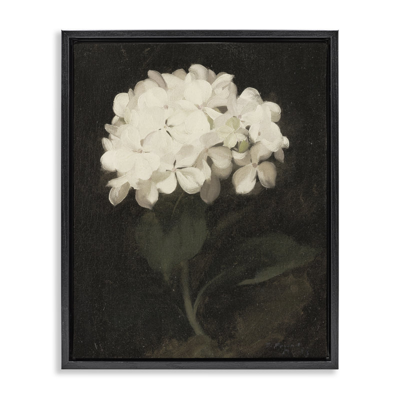 Cadre flottant en grappe de géranium blanc, design par Leah Straatsma, Cadre flottant noir de jais, H 21 po x l 17 po