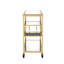 Chariot en miroir à finition champagne pour le service des boissons et des aliments, plateau et tablettes de miroir de 5 mm, cadre en métal, support pour bouteilles de vin / verres à pied, roulettes, 3 compartiments ouverts, capacité de poids de 70 lb, tablette de 40 lb
