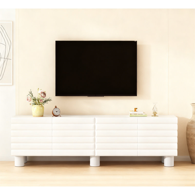 Élégant meuble télé avec porte réglable, Blanc