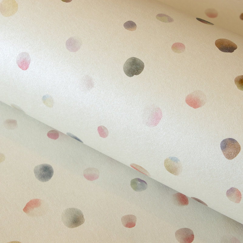 Great Kids Smooth Glitter Watercolor Dots 33' L x 21" W Wallpaper Roll, Pearl