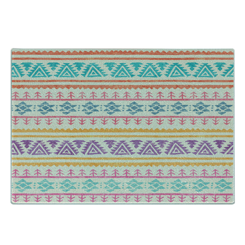 Multicolore planche à découper en verre trempé orange et rose Ambesonne