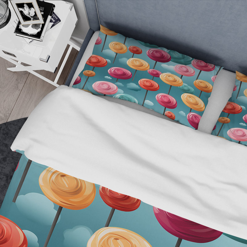 Ensemble de housse de couette Lollipop Dream Pattern IV - Desserts, Housse de couette simple + 1 taie décorative stan
