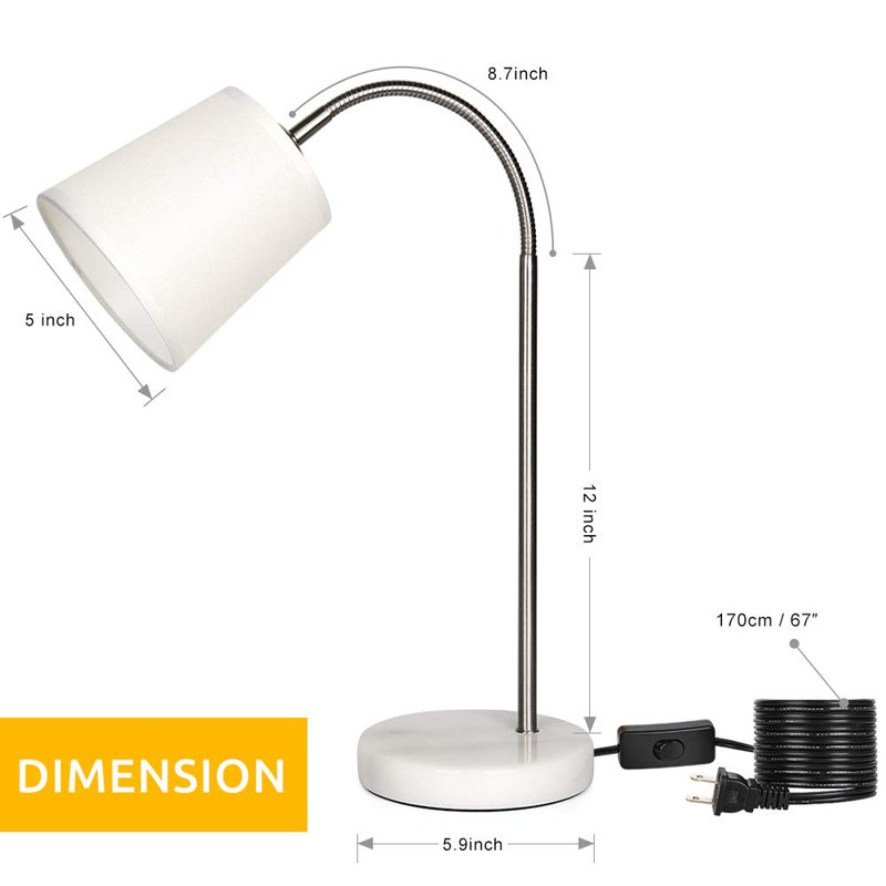 Lampe de bureau 20,7 po Bedi, Argent, Blanc