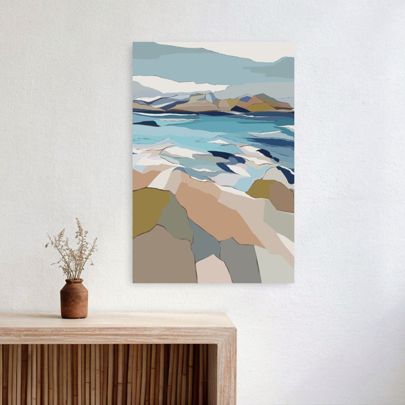 Abstrait côtier, crêtes abstraites géométriques modernes, art mural côtier, H 24 po x l 16 po