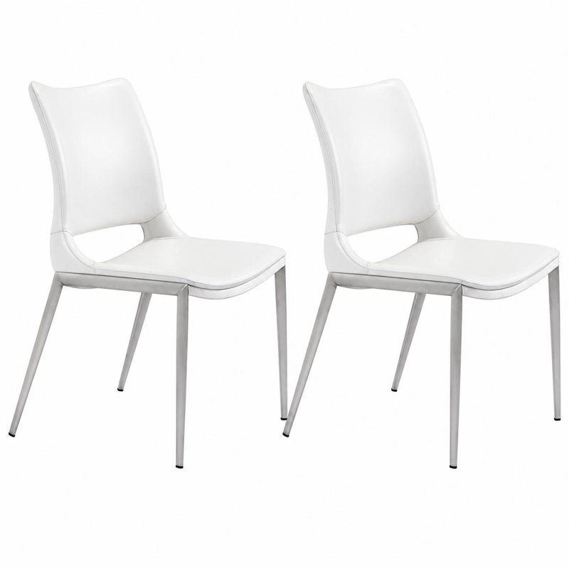 Chaise d'appoint rembourrée Leonino, Blanc, Blanc