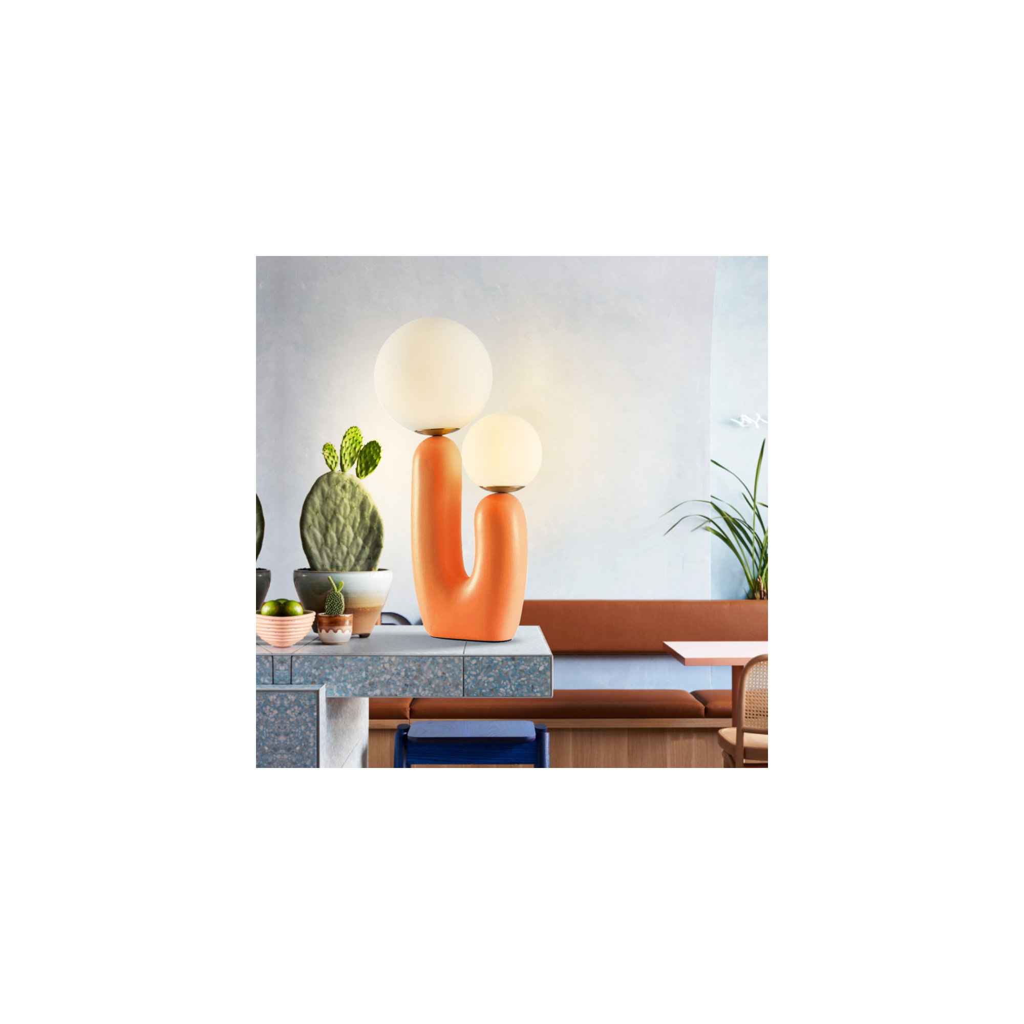 Yuma Resin Table Lamp, Orange