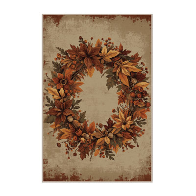 Soft Plush Espinal Thanksgiving Modern & Contemporary Abstract Area Rug in Beige – Beige Binding