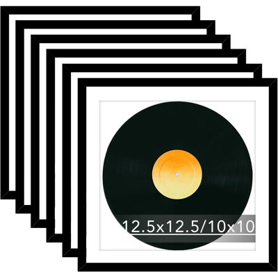 6 Pack 12.5x12.5 Record Frame with 10x10 Mat for Vinyl Record Album Cover Poster