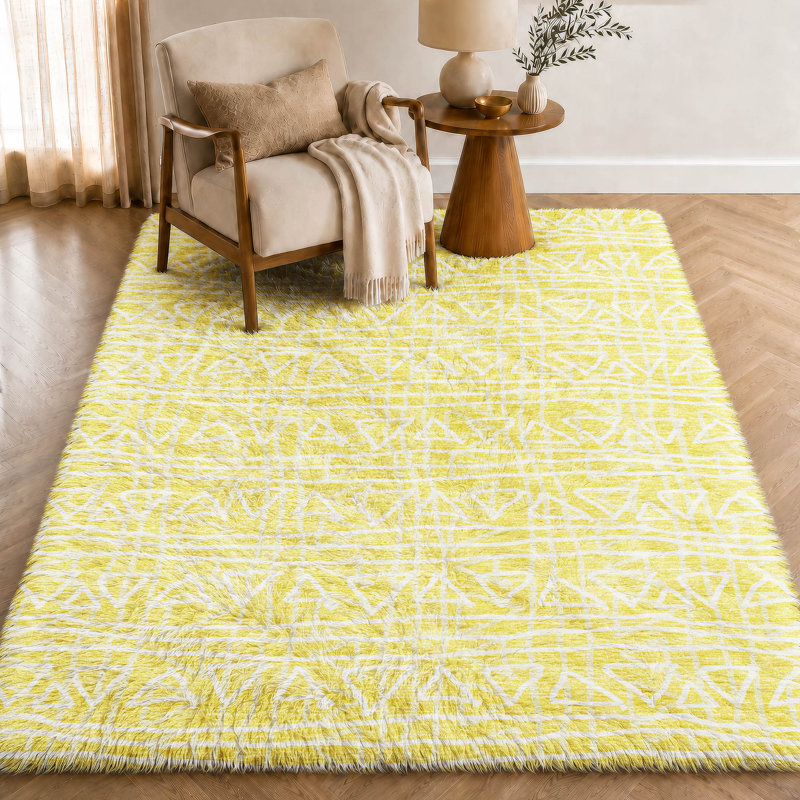 Tapis bohème Dream Shag ADS730 lavable à la machine de qualité supérieure, Yellow, 8' x 10'