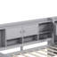 Lit de jour gris avec rangement conçu, bureau d'étude polyvalent et structure stable avec bibliothèque intégrée réglable, idéale pour les petits espaces invités-326583572